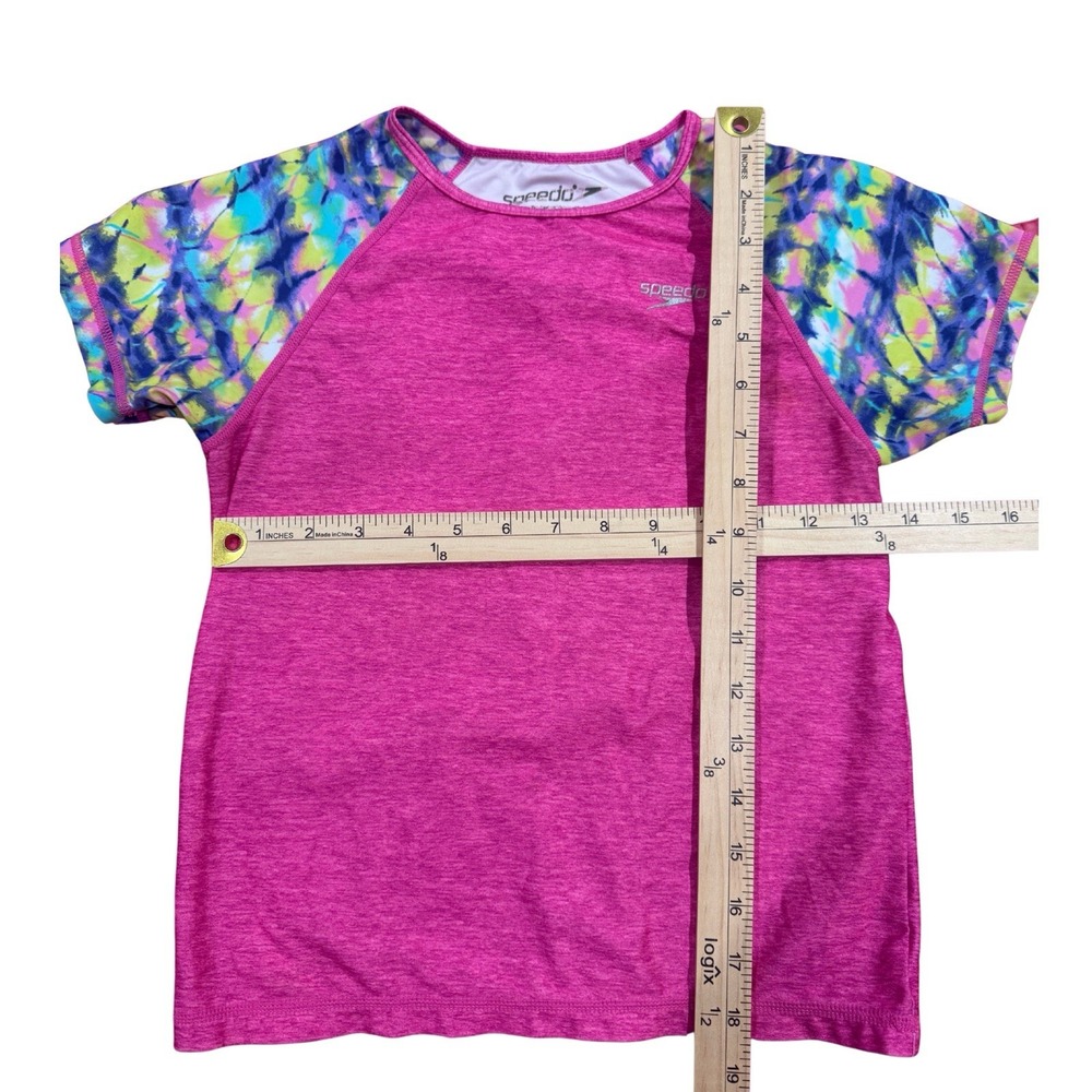 Speedo UV 50+ Pink Swim Shirt Sun Protection Top Girls M SPF Stop Sun Burns - Picture 5 of 7